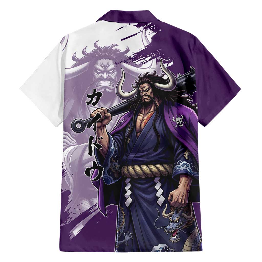 Kaido Anime Family Matching Off Shoulder Maxi Dress and Hawaiian Shirt One Piece Oni Warlord Graphic