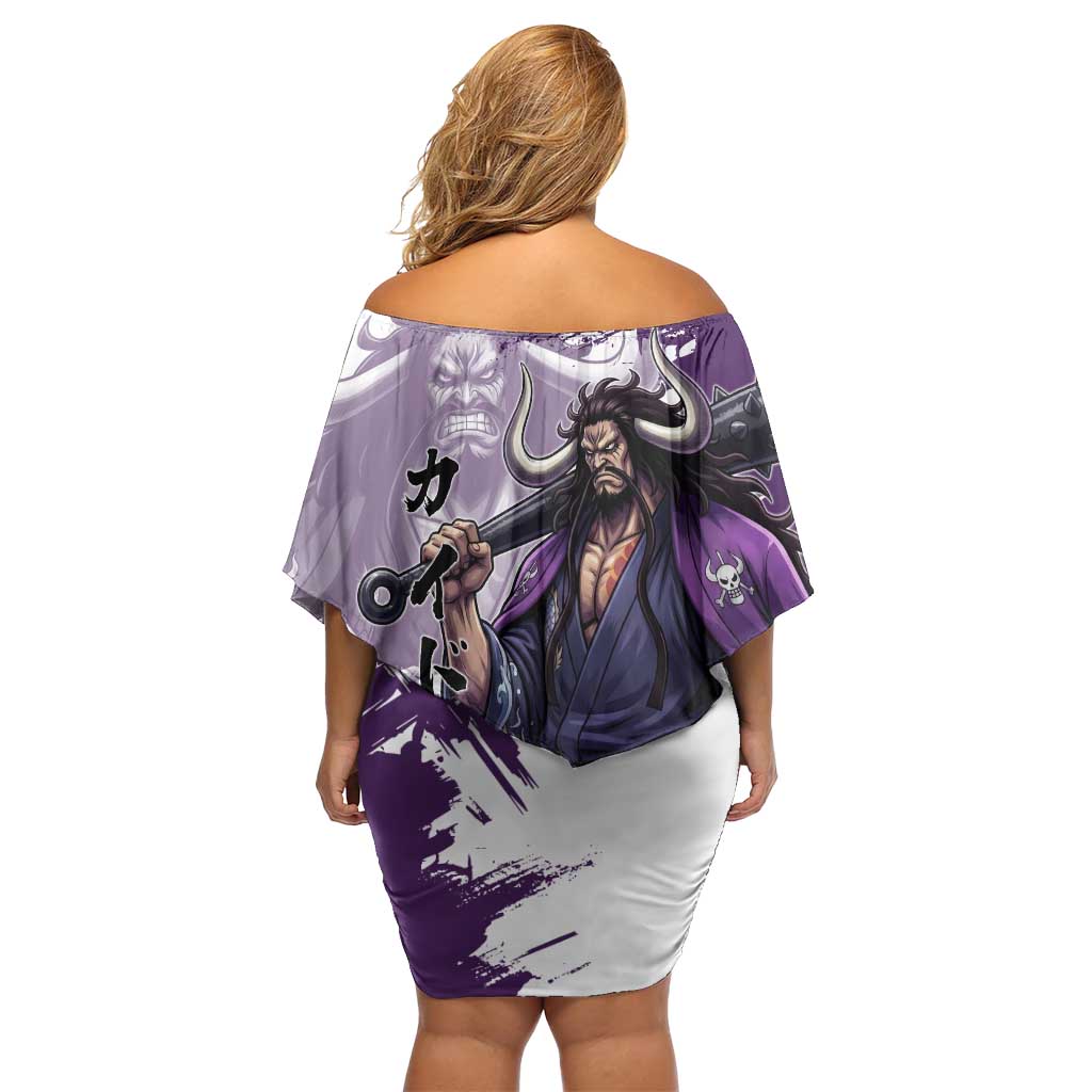Kaido Anime Family Matching Off Shoulder Short Dress and Hawaiian Shirt One Piece Oni Warlord Graphic