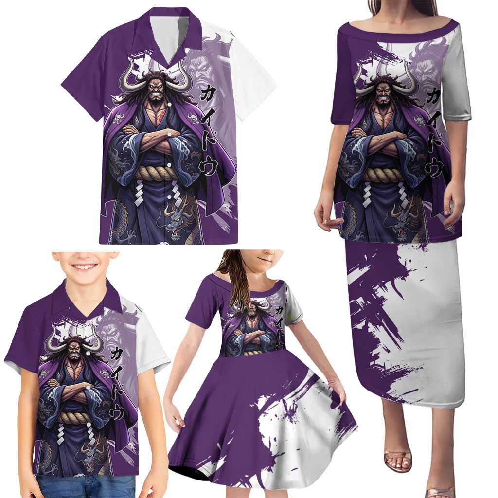 Kaido Anime Family Matching Puletasi and Hawaiian Shirt One Piece Oni Warlord Graphic