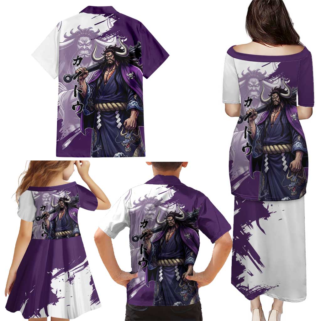 Kaido Anime Family Matching Puletasi and Hawaiian Shirt One Piece Oni Warlord Graphic