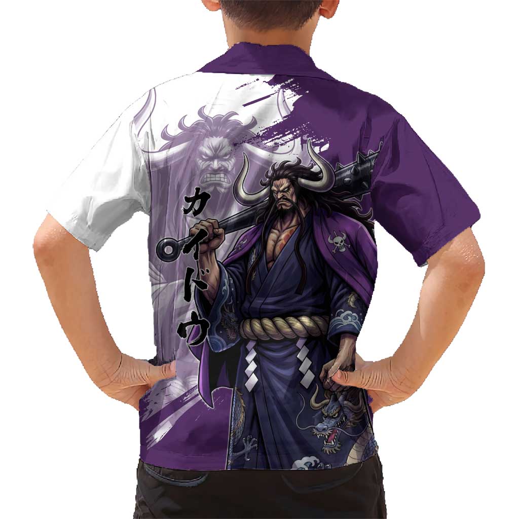 Kaido Anime Family Matching Summer Maxi Dress and Hawaiian Shirt One Piece Oni Warlord Graphic