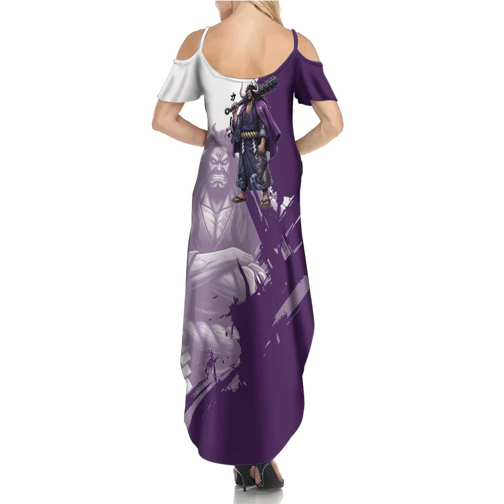 Kaido Anime Family Matching Summer Maxi Dress and Hawaiian Shirt One Piece Oni Warlord Graphic