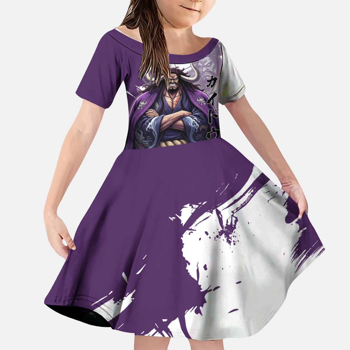 Kaido Anime Kid Short Sleeve Dress One Piece Oni Warlord Graphic