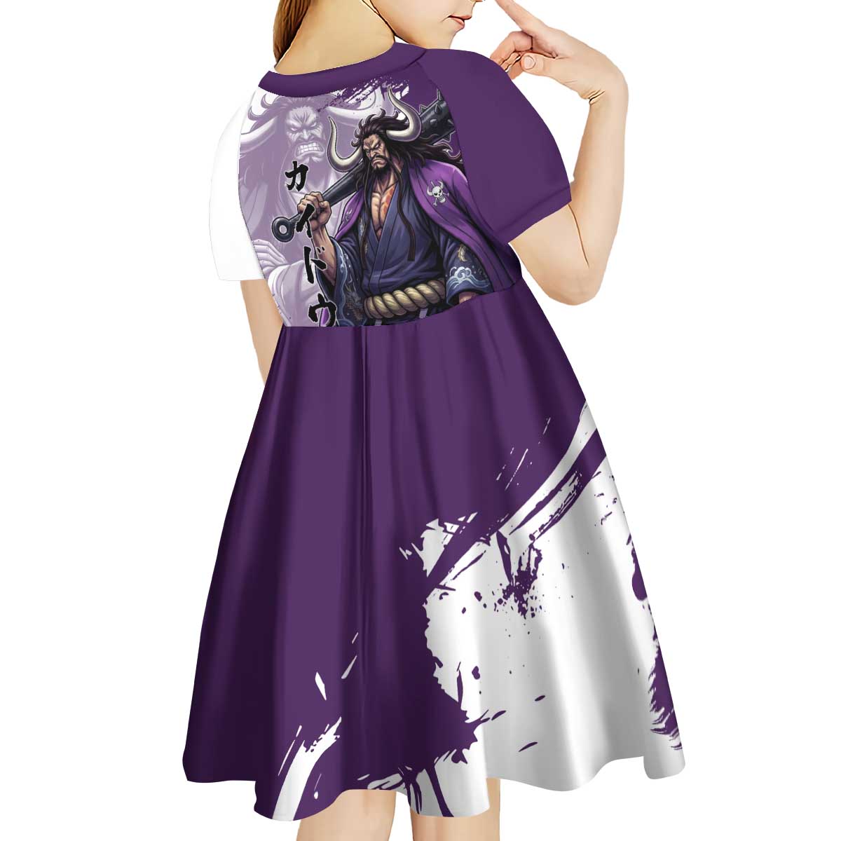 Kaido Anime Kid Short Sleeve Dress One Piece Oni Warlord Graphic