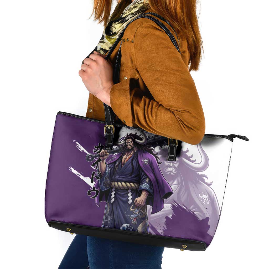 Kaido Anime Leather Tote Bag One Piece Oni Warlord Graphic