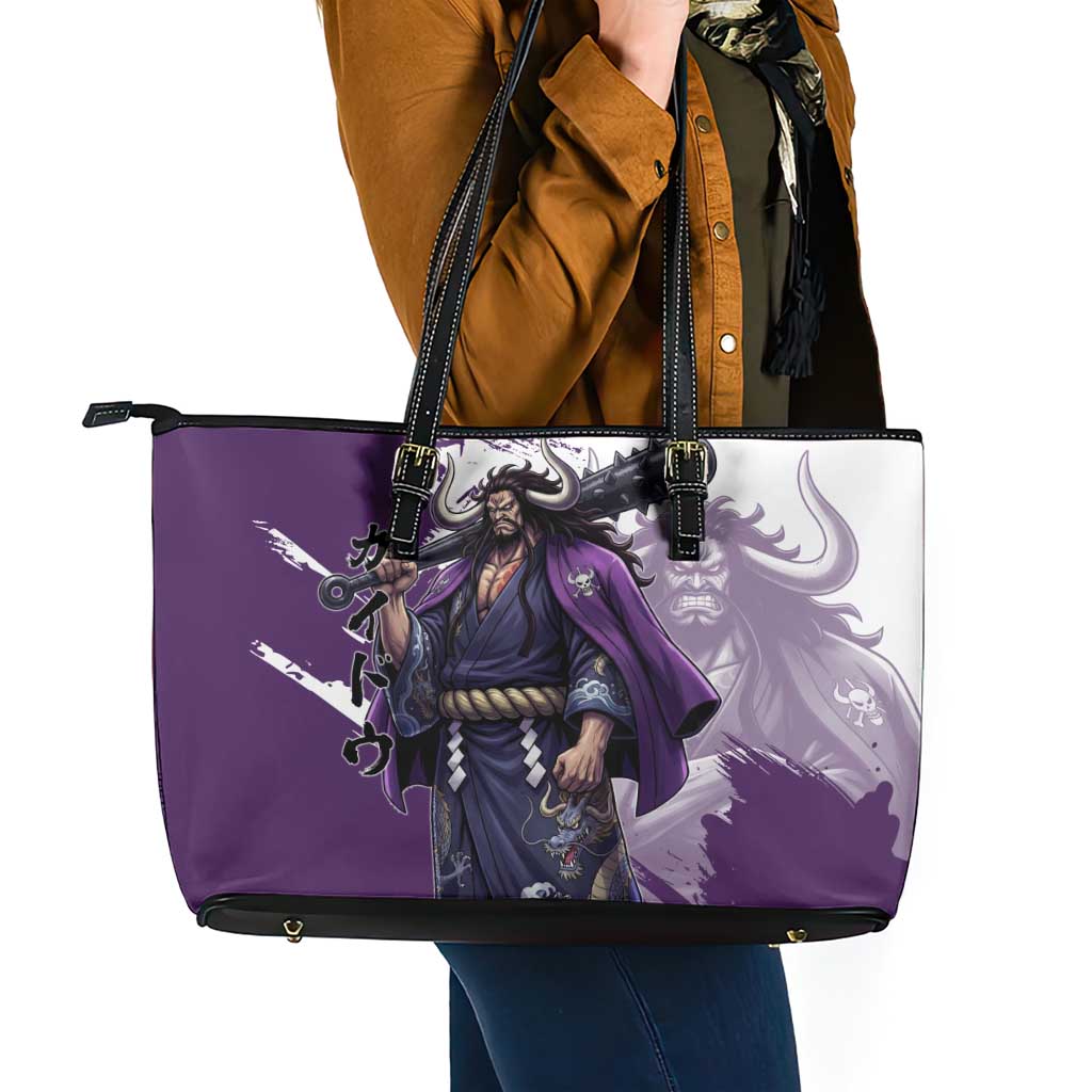 Kaido Anime Leather Tote Bag One Piece Oni Warlord Graphic