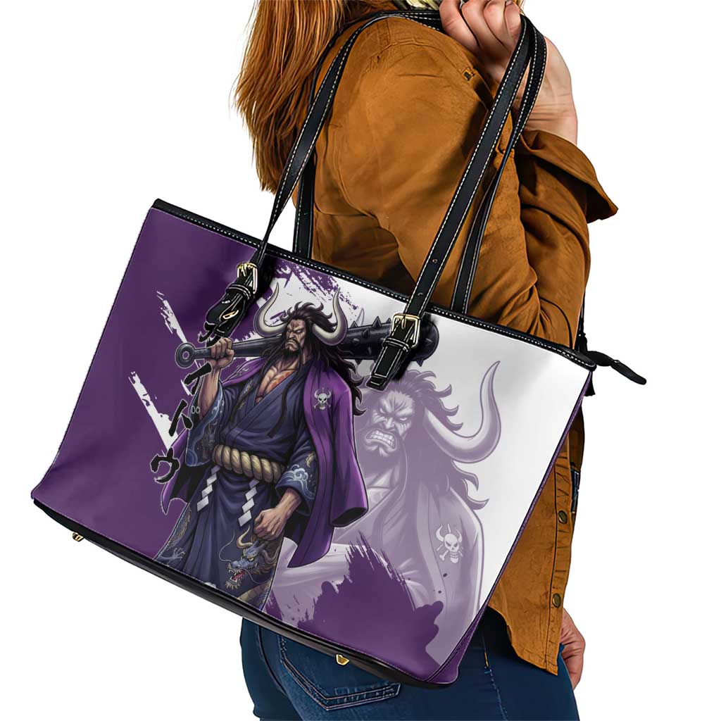 Kaido Anime Leather Tote Bag One Piece Oni Warlord Graphic