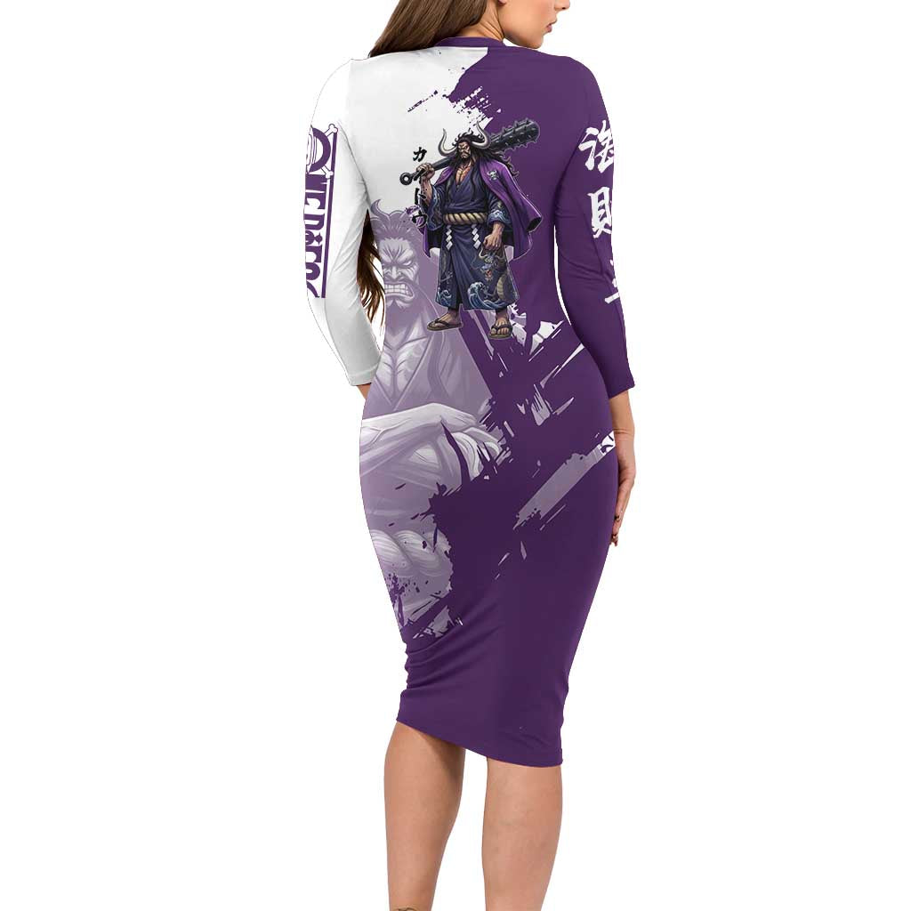 Kaido Anime Long Sleeve Bodycon Dress One Piece Oni Warlord Graphic