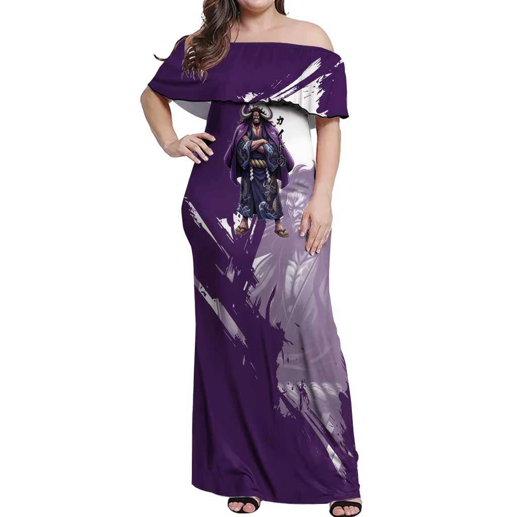 Kaido Anime Off Shoulder Maxi Dress One Piece Oni Warlord Graphic