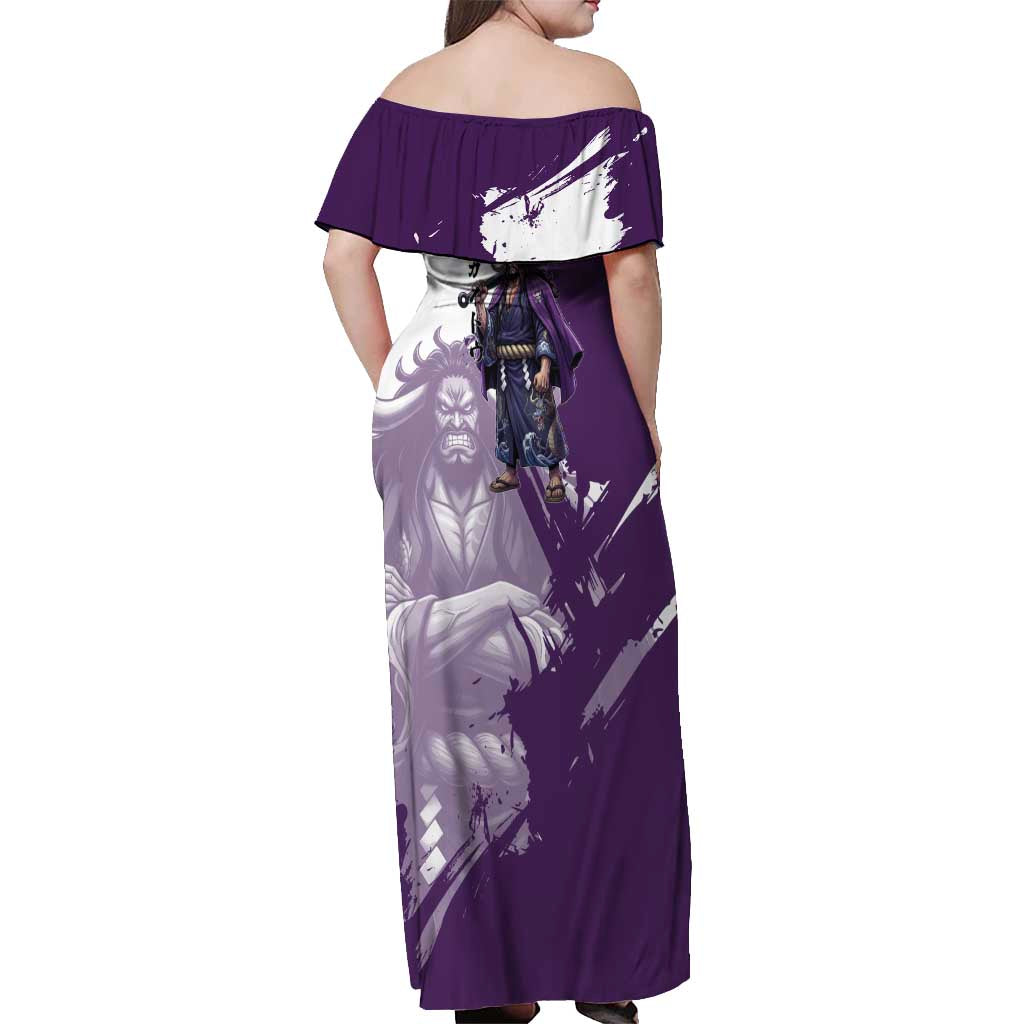 Kaido Anime Off Shoulder Maxi Dress One Piece Oni Warlord Graphic
