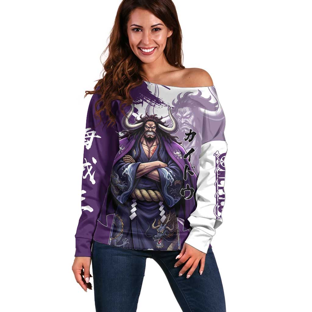 Kaido Anime Off Shoulder Sweater One Piece Oni Warlord Graphic