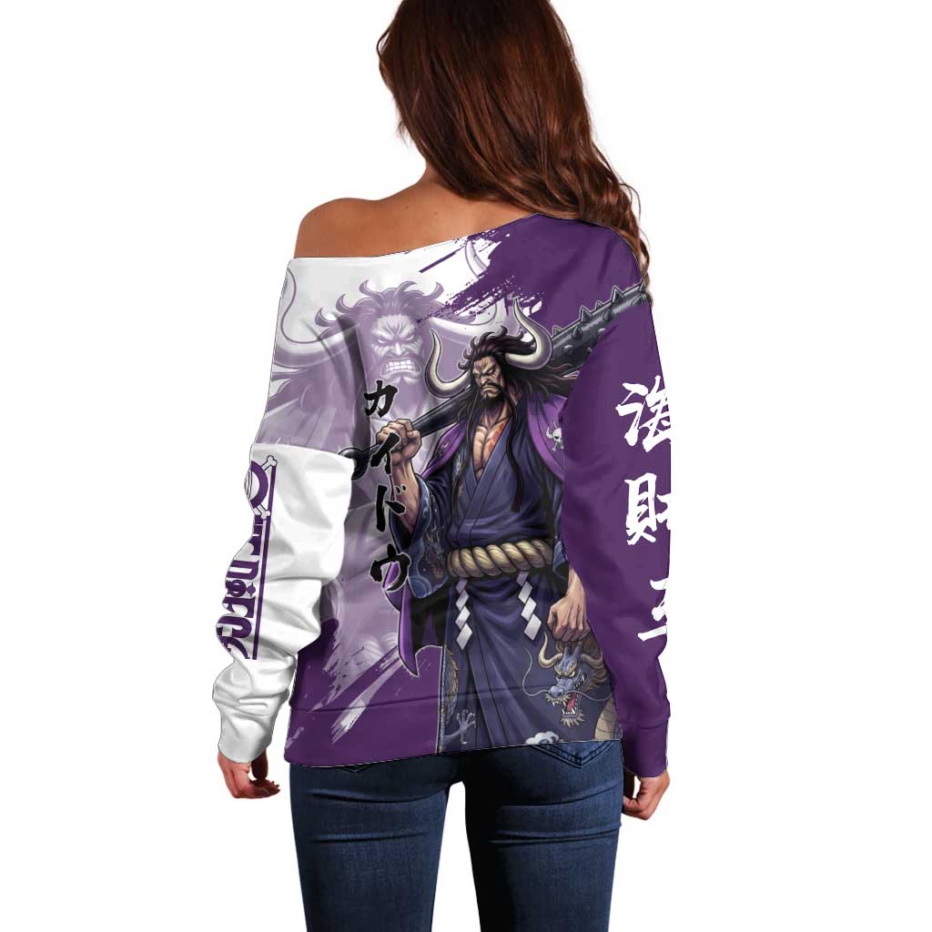 Kaido Anime Off Shoulder Sweater One Piece Oni Warlord Graphic