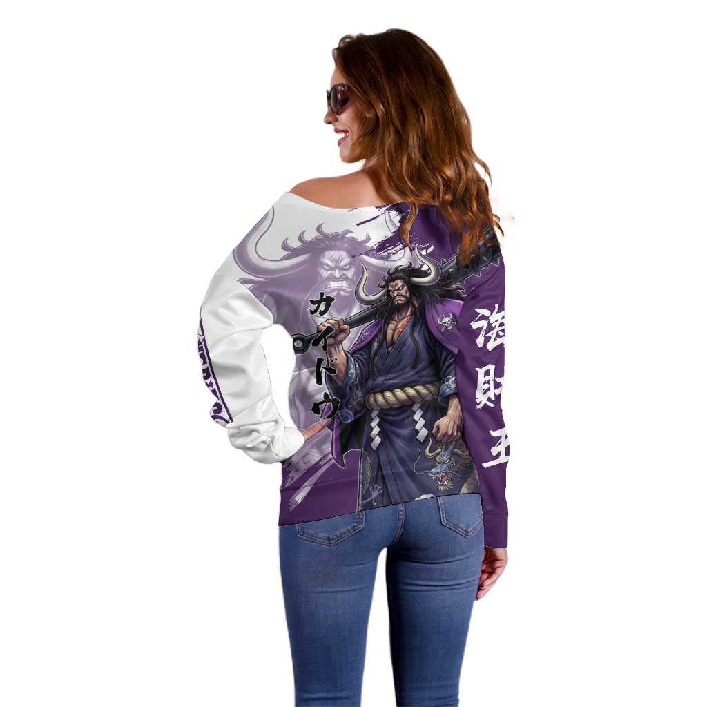 Kaido Anime Off Shoulder Sweater One Piece Oni Warlord Graphic