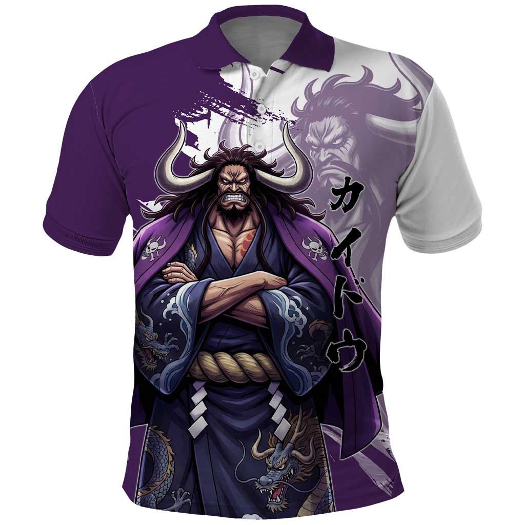 Kaido Anime Polo Shirt One Piece Oni Warlord Graphic