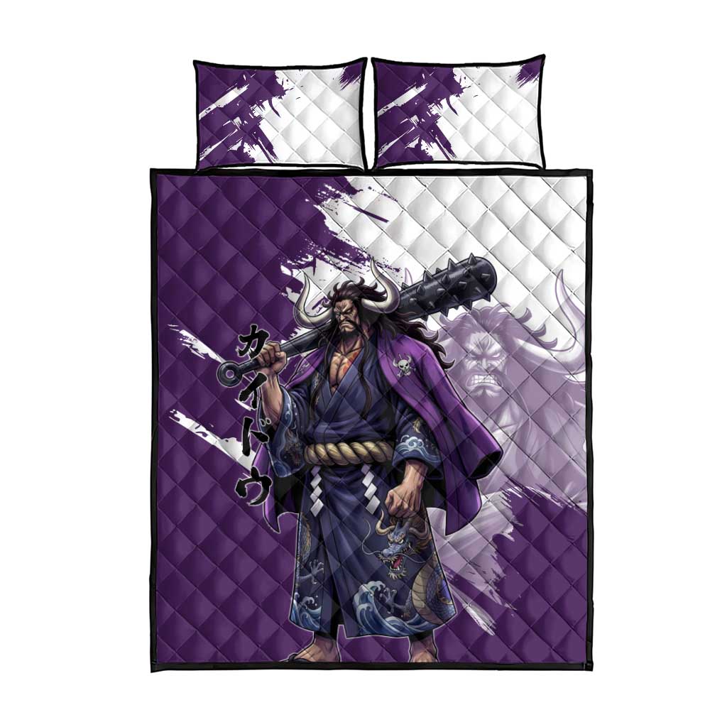 Kaido Anime Quilt Bed Set One Piece Oni Warlord Graphic