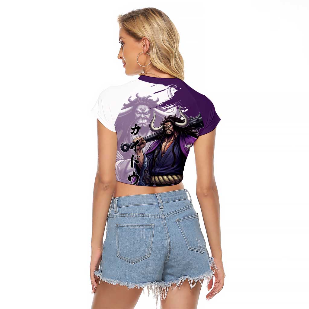 Kaido Anime Raglan Cropped T Shirt One Piece Oni Warlord Graphic