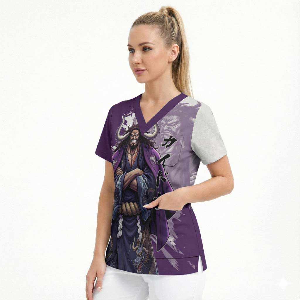 Kaido Anime Scrub Top One Piece Oni Warlord Graphic