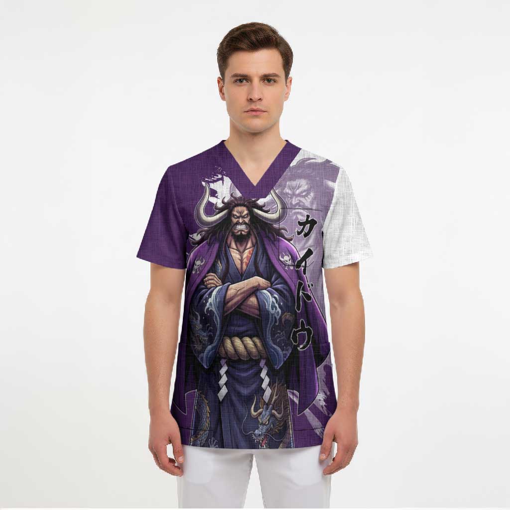 Kaido Anime Scrub Top One Piece Oni Warlord Graphic