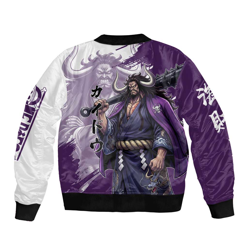 Kaido Anime Sleeve Zip Bomber Jacket One Piece Oni Warlord Graphic