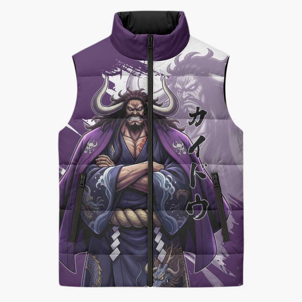 Kaido Anime Sleeveless Puffer Jacket One Piece Oni Warlord Graphic