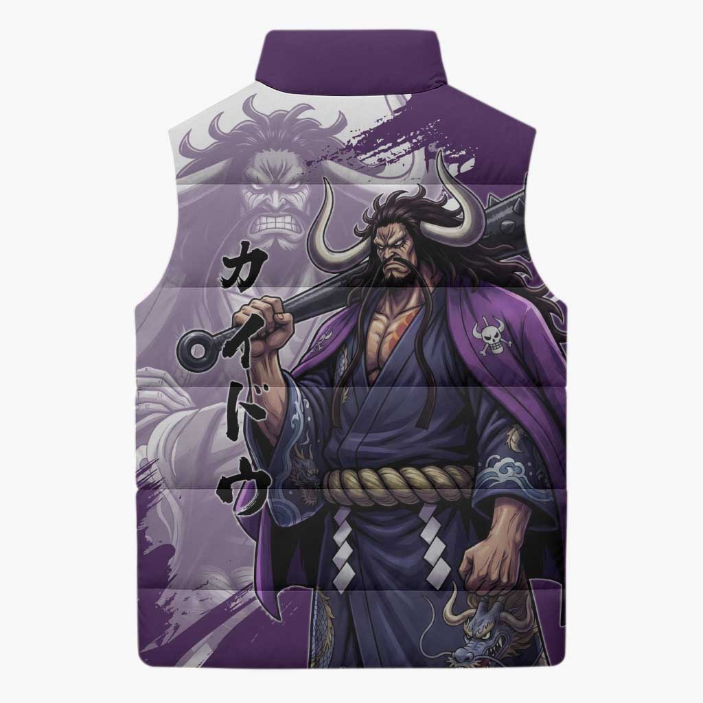 Kaido Anime Sleeveless Puffer Jacket One Piece Oni Warlord Graphic