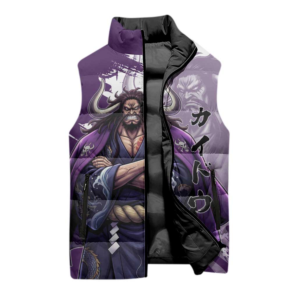 Kaido Anime Sleeveless Puffer Jacket One Piece Oni Warlord Graphic