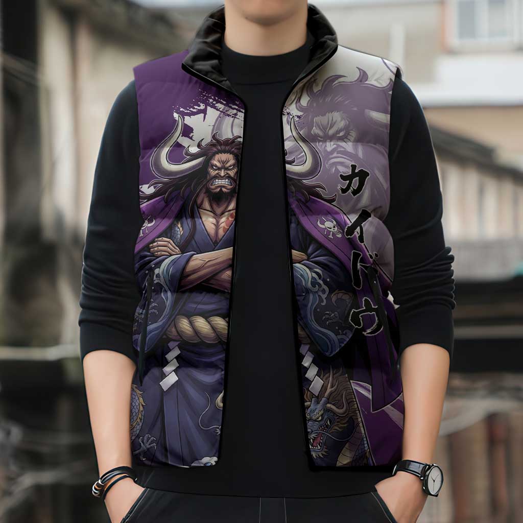 Kaido Anime Sleeveless Puffer Jacket One Piece Oni Warlord Graphic