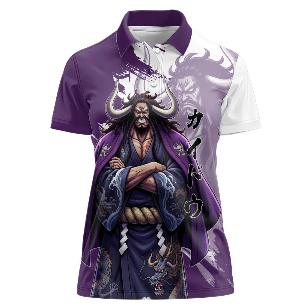 Kaido Anime Women Polo Shirt One Piece Oni Warlord Graphic