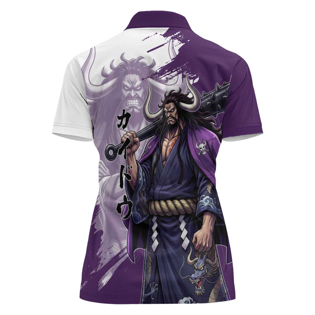 Kaido Anime Women Polo Shirt One Piece Oni Warlord Graphic