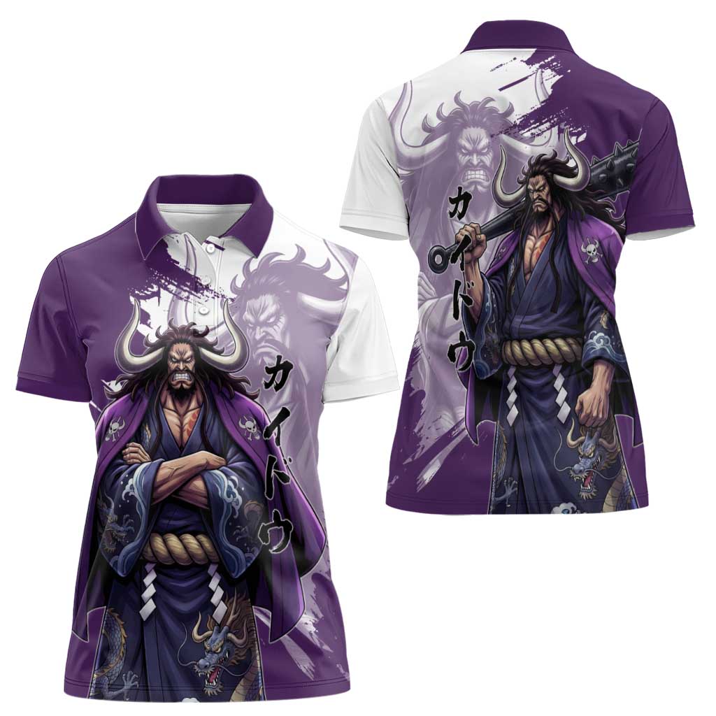 Kaido Anime Women Polo Shirt One Piece Oni Warlord Graphic