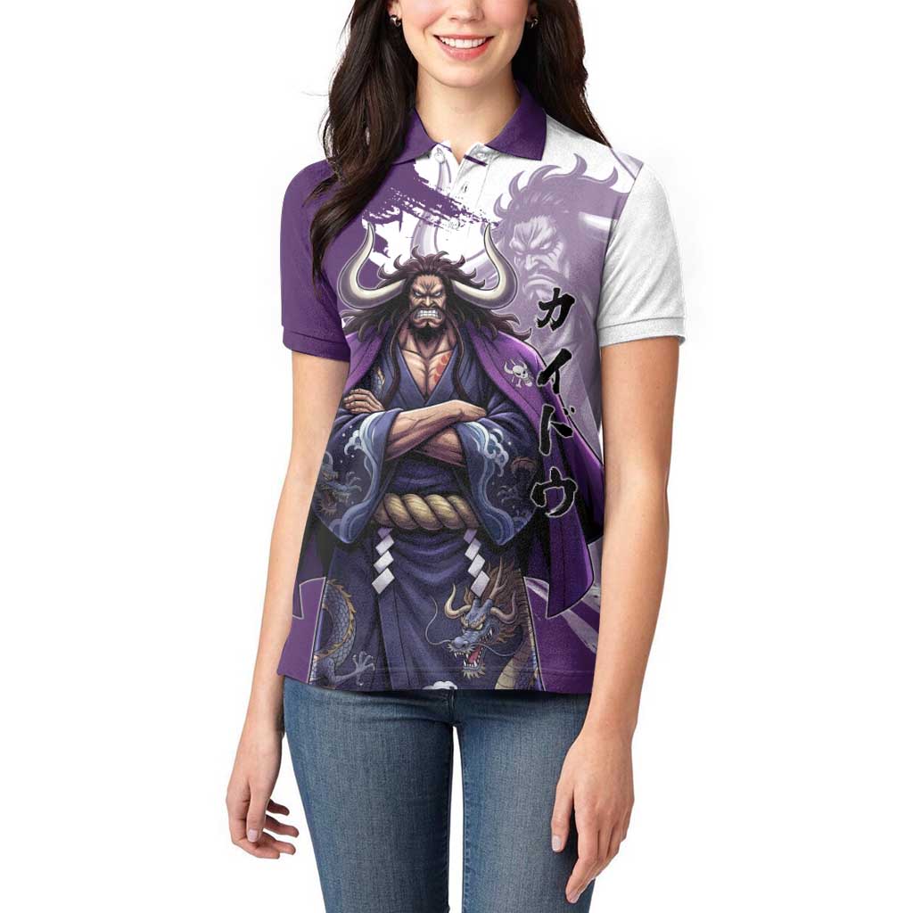 Kaido Anime Women Polo Shirt One Piece Oni Warlord Graphic