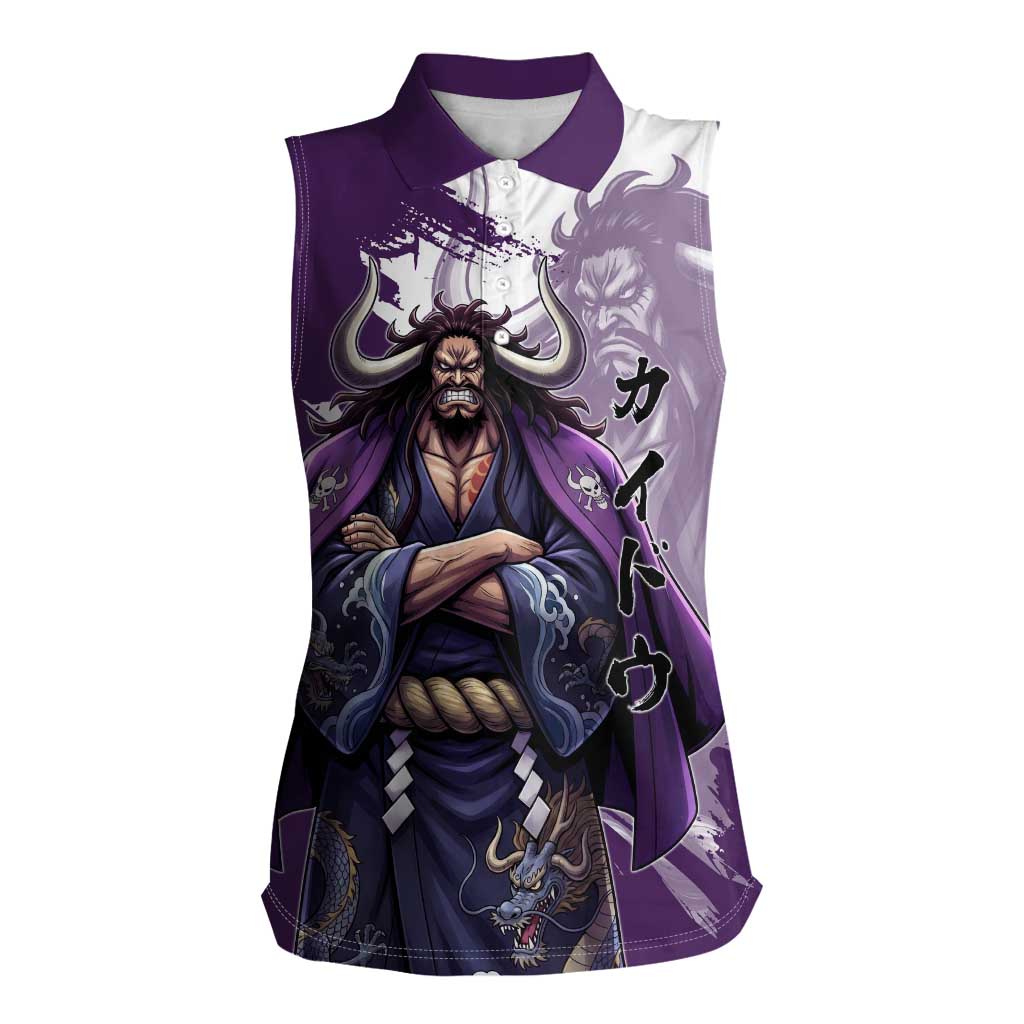 Kaido Anime Women Sleeveless Polo Shirt One Piece Oni Warlord Graphic