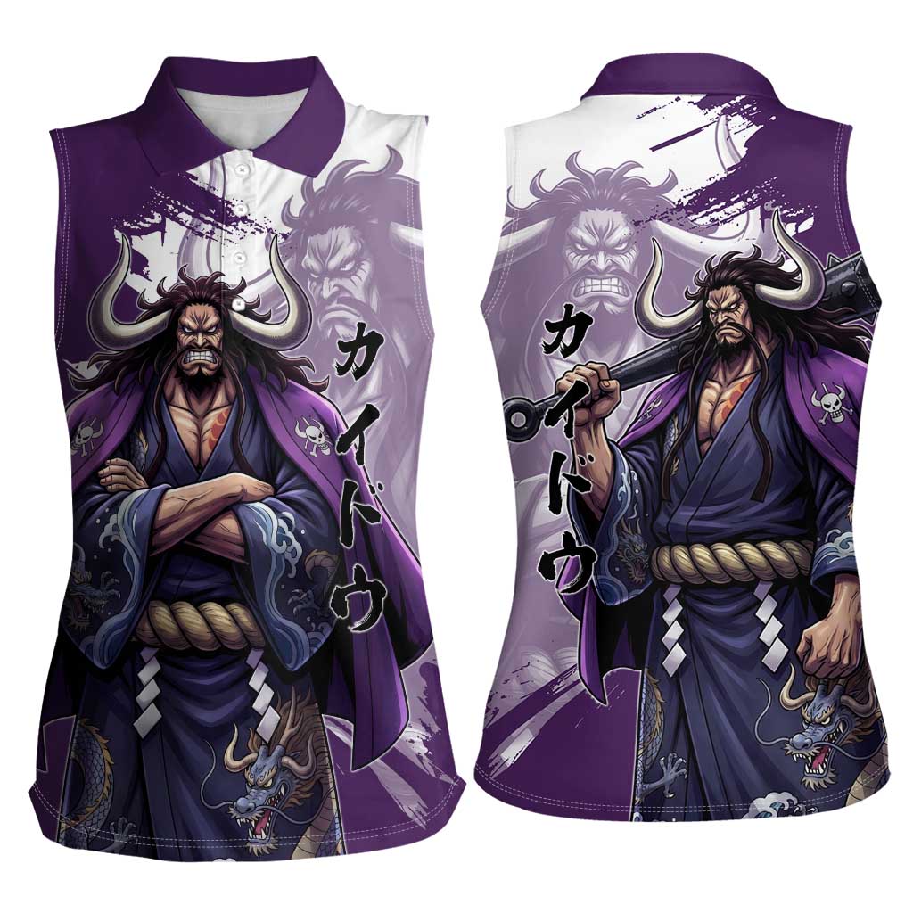 Kaido Anime Women Sleeveless Polo Shirt One Piece Oni Warlord Graphic