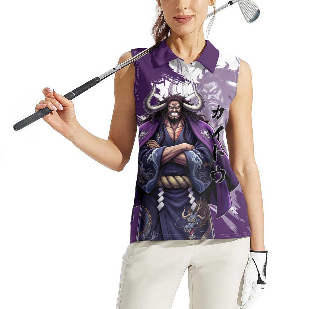 Kaido Anime Women Sleeveless Polo Shirt One Piece Oni Warlord Graphic