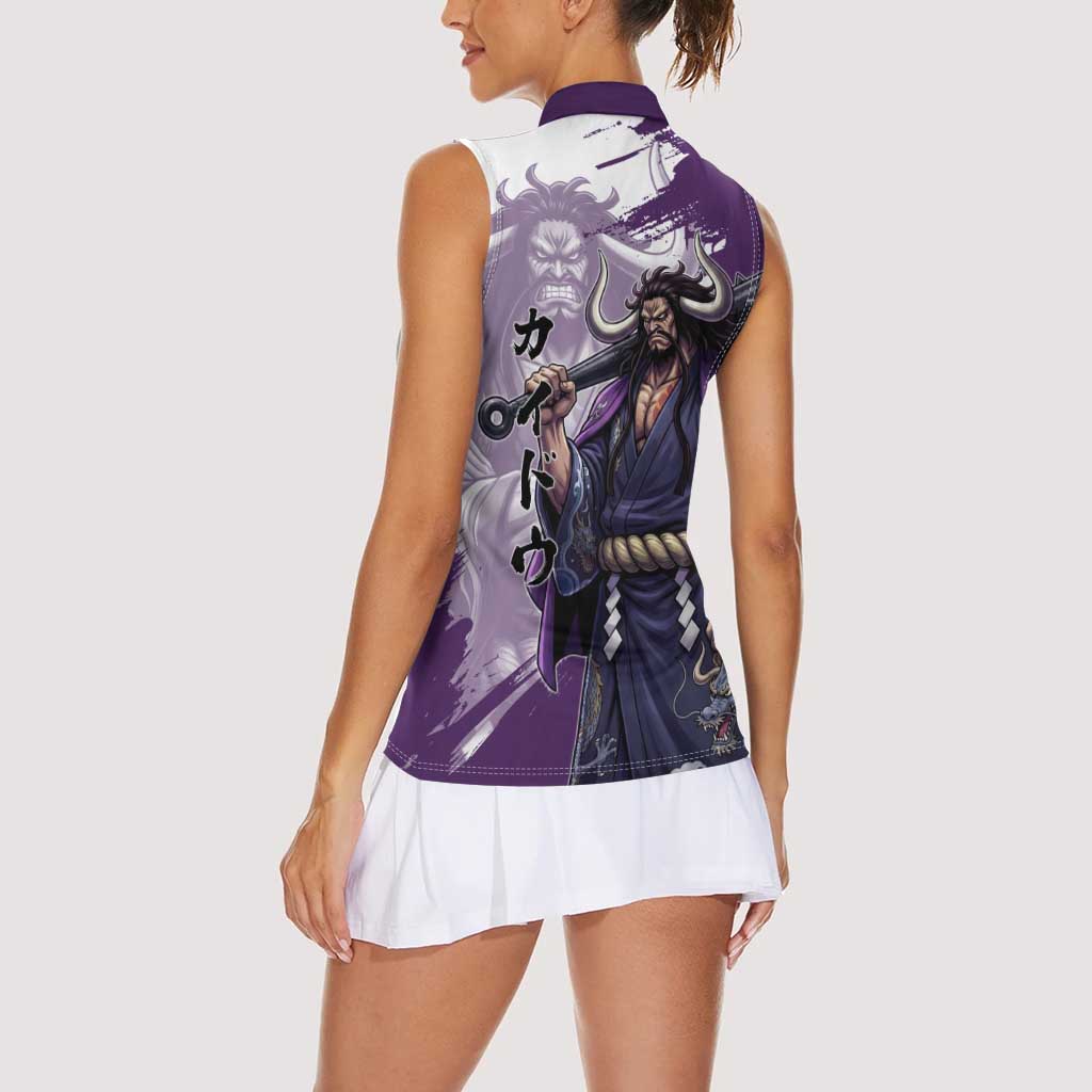 Kaido Anime Women Sleeveless Polo Shirt One Piece Oni Warlord Graphic
