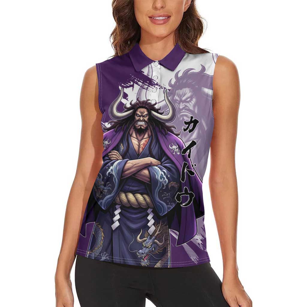 Kaido Anime Women Sleeveless Polo Shirt One Piece Oni Warlord Graphic