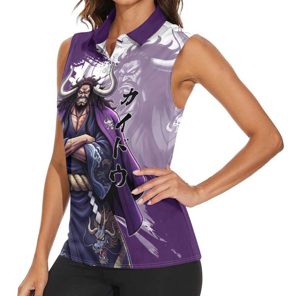 Kaido Anime Women Sleeveless Polo Shirt One Piece Oni Warlord Graphic