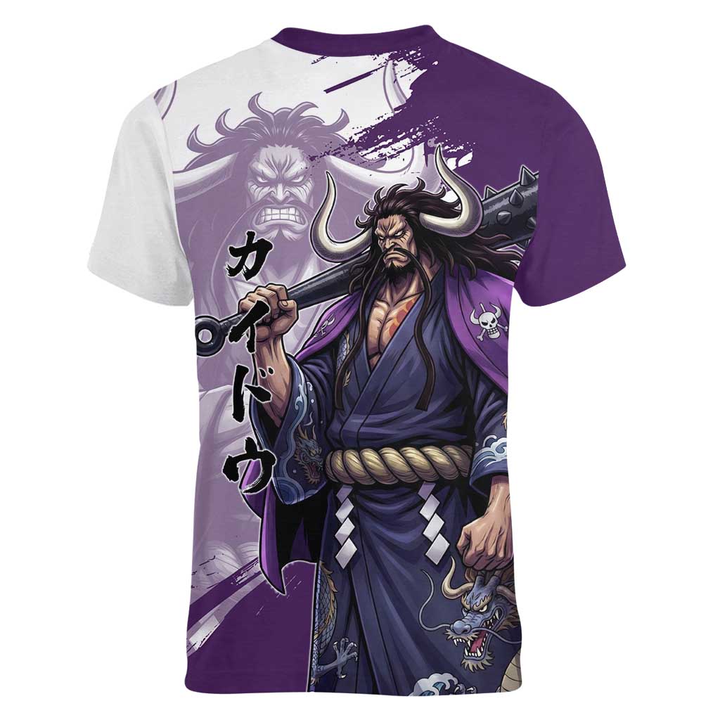 Kaido Anime Women V-Neck T-Shirt One Piece Oni Warlord Graphic