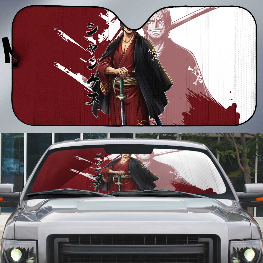 One Piece Shanks Red Hair Auto Sun Shade Japanese Anime Graphic