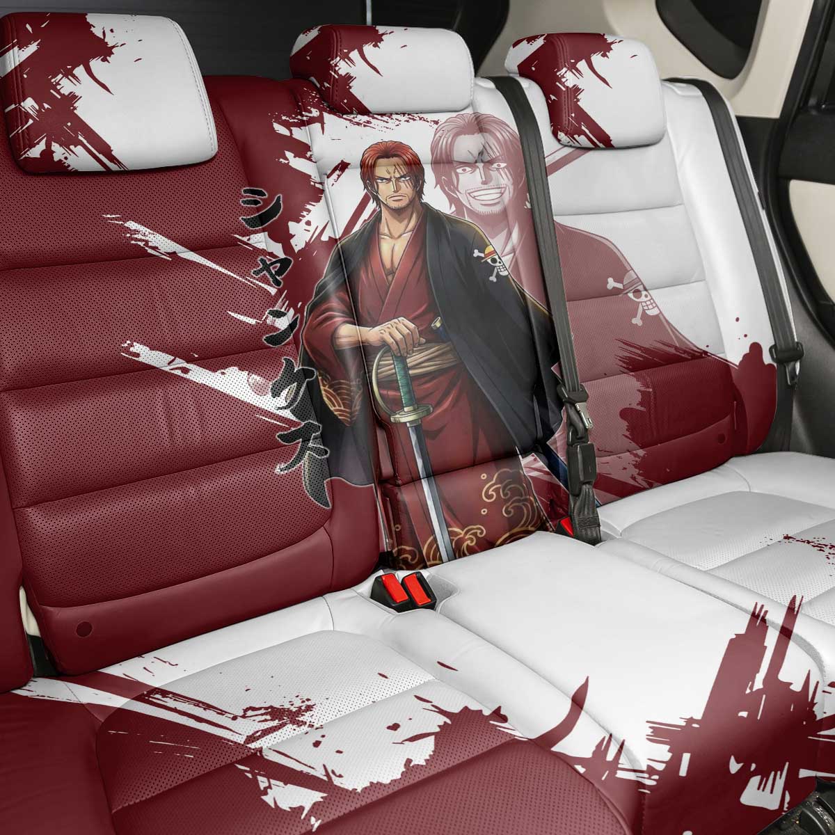 One Piece Shanks Red Hair Back Car Seat Cover Japanese Anime Graphic