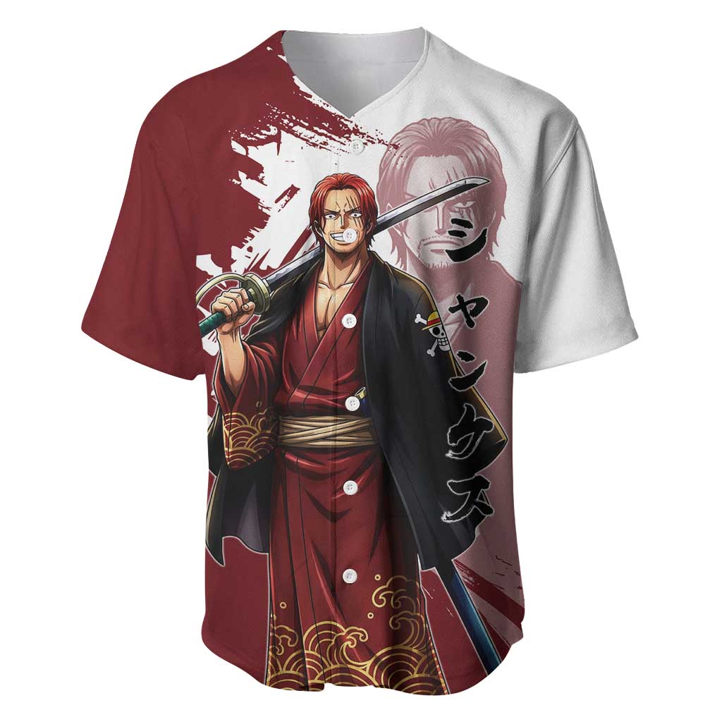 One Piece Shanks Red Hair Baseball Jersey Japanese Anime Graphic