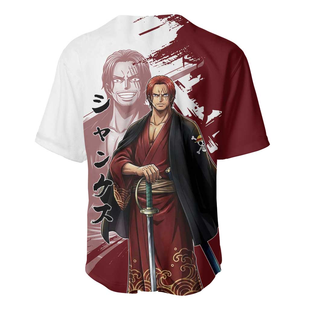 One Piece Shanks Red Hair Baseball Jersey Japanese Anime Graphic