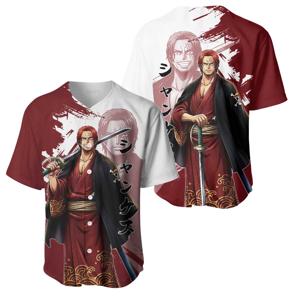 One Piece Shanks Red Hair Baseball Jersey Japanese Anime Graphic