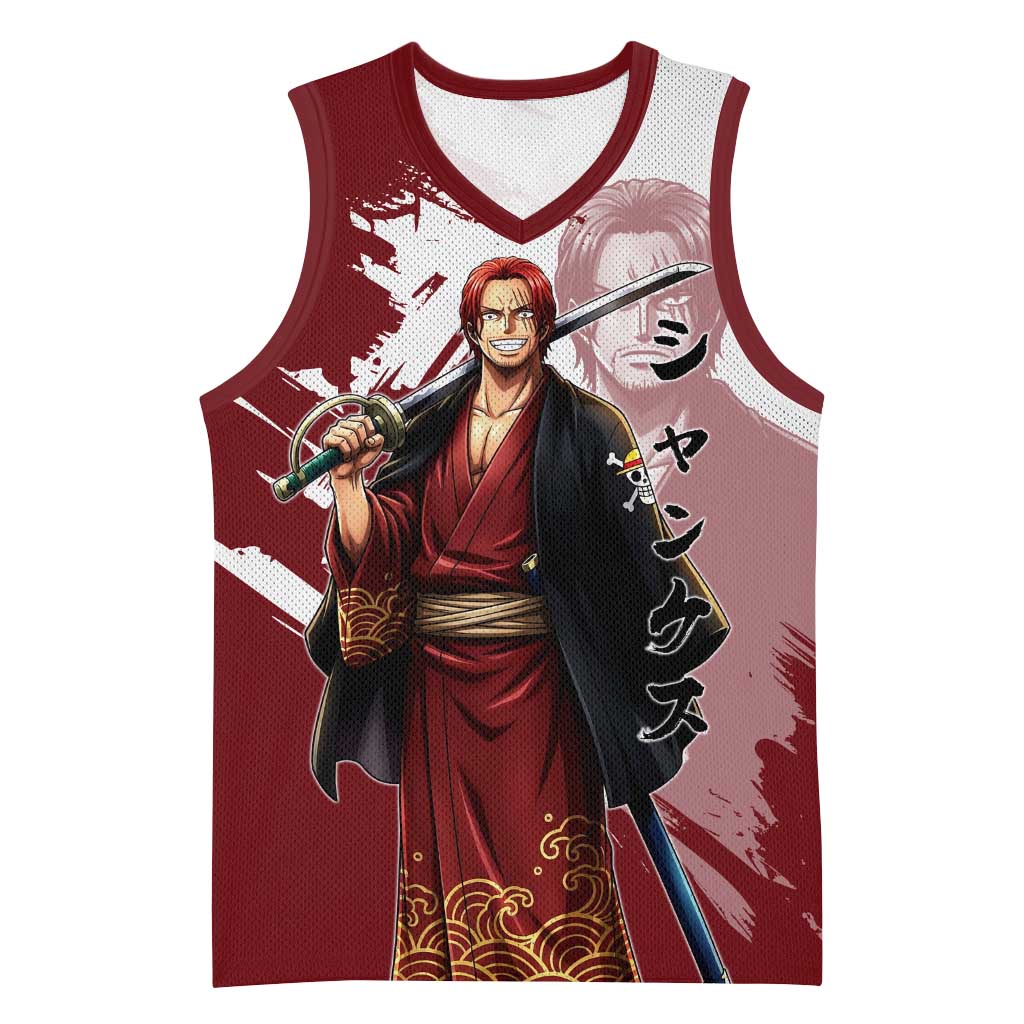 One Piece Shanks Red Hair Basketball Jersey Japanese Anime Graphic