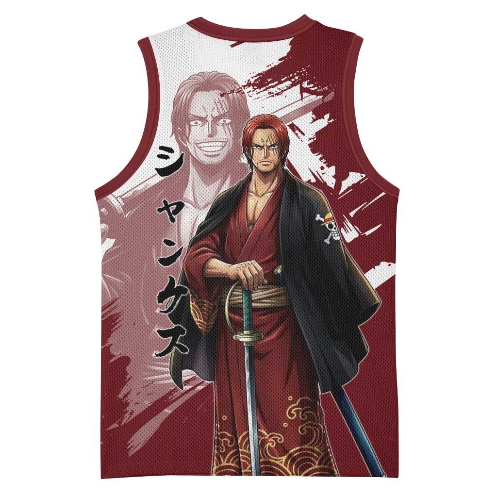 One Piece Shanks Red Hair Basketball Jersey Japanese Anime Graphic