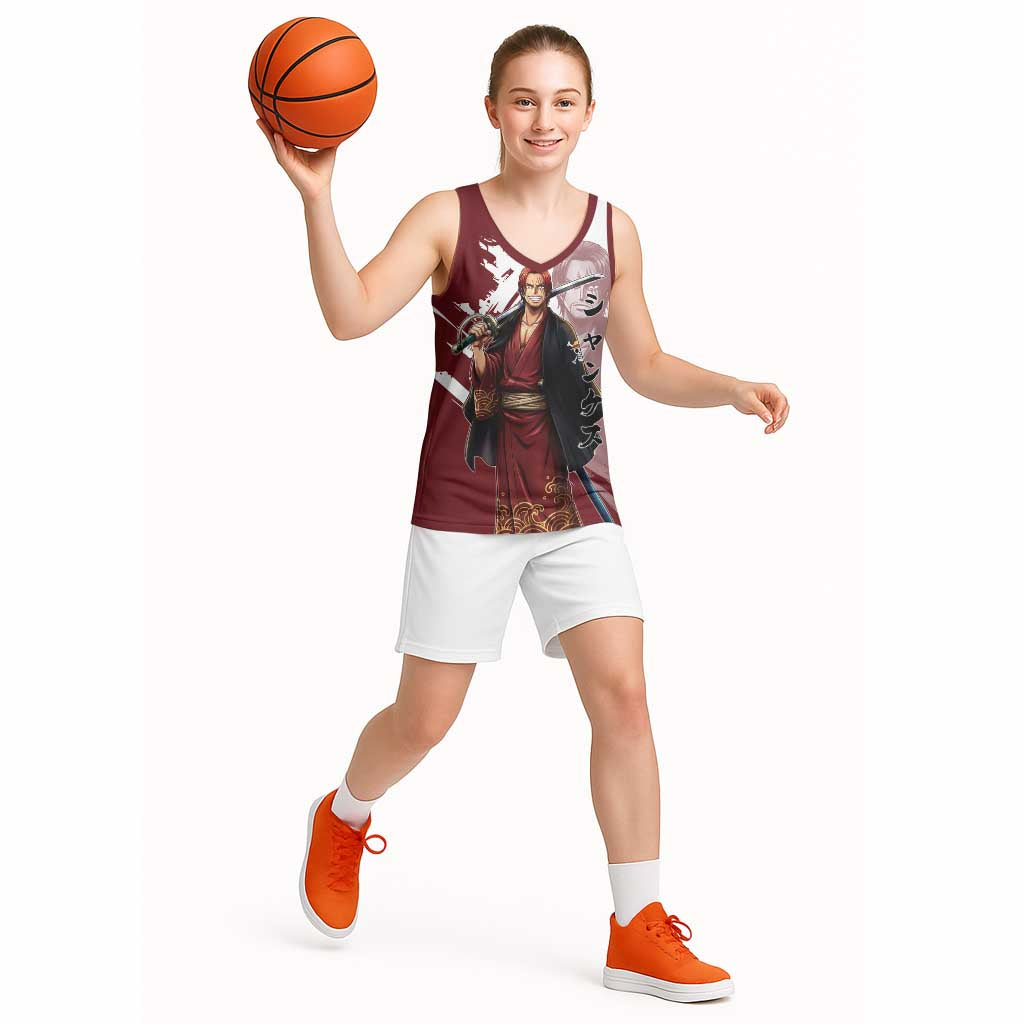 One Piece Shanks Red Hair Basketball Jersey Japanese Anime Graphic