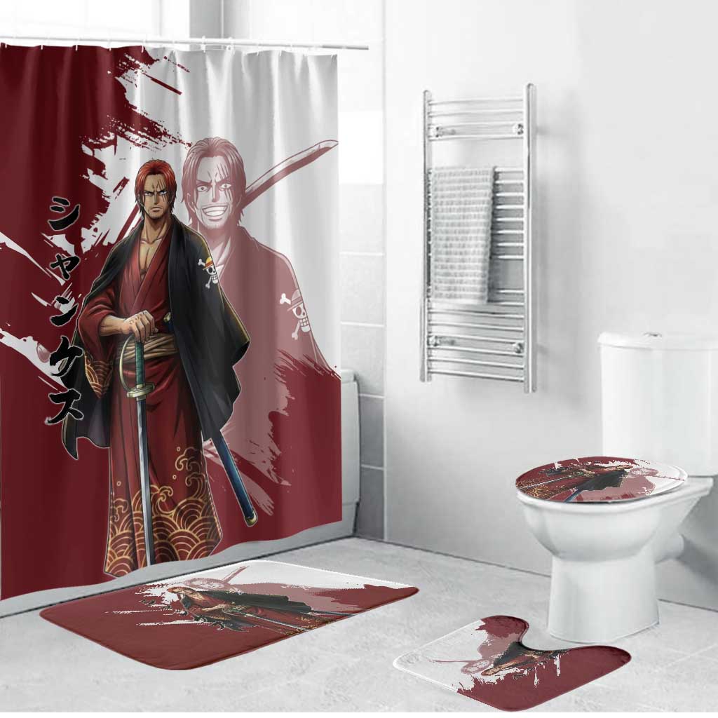 One Piece Shanks Red Hair Bathroom Set Japanese Anime Graphic