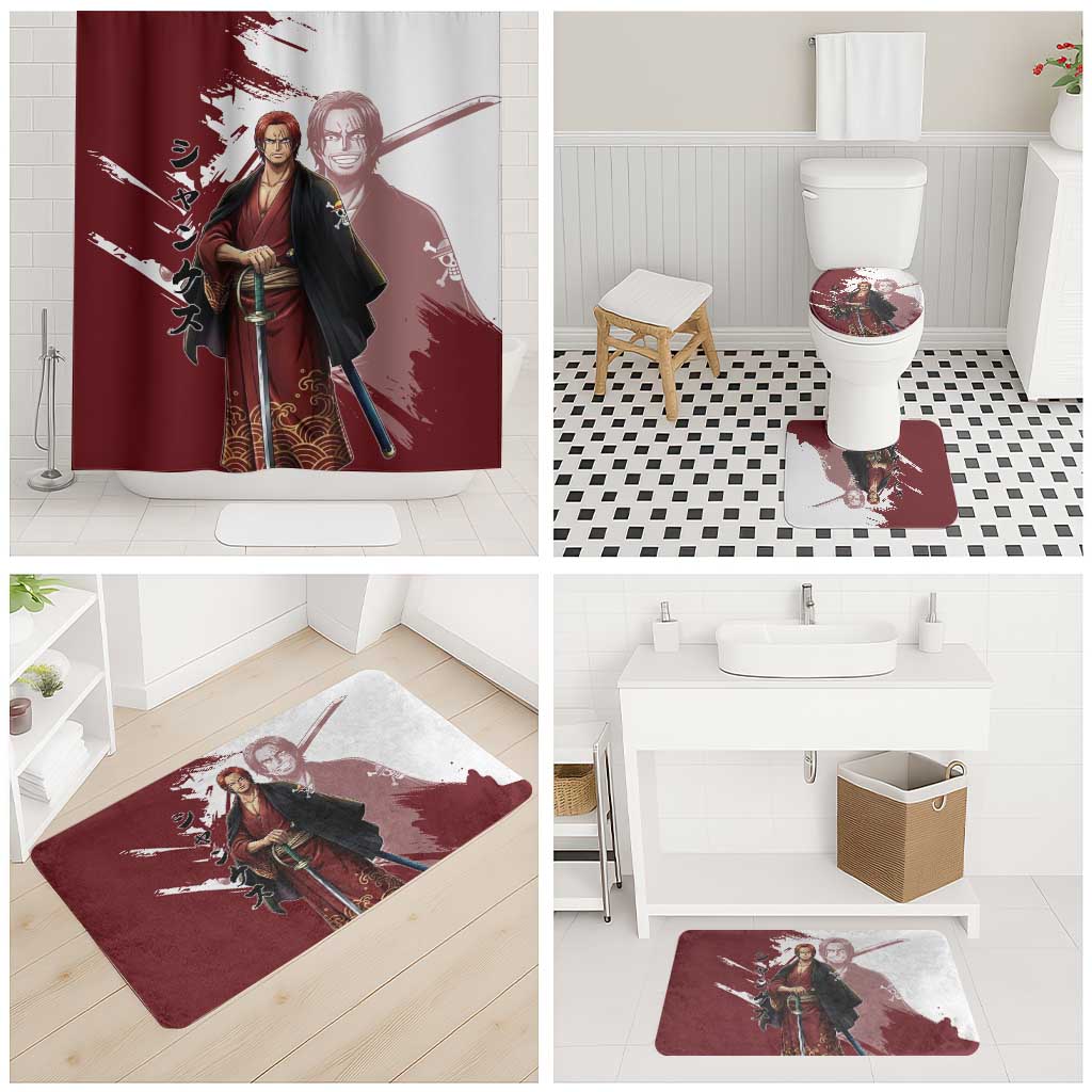 One Piece Shanks Red Hair Bathroom Set Japanese Anime Graphic