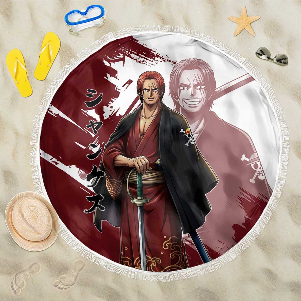 One Piece Shanks Red Hair Beach Blanket Japanese Anime Graphic