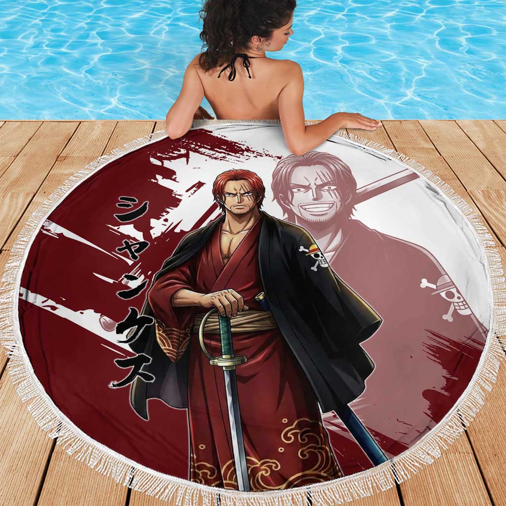 One Piece Shanks Red Hair Beach Blanket Japanese Anime Graphic